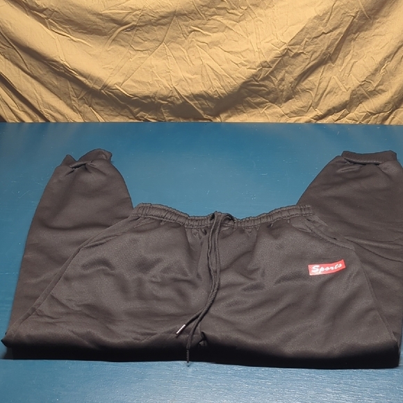 unbranded Other - Mens Insulated Black Joggers Sweatpants Tapered Sports